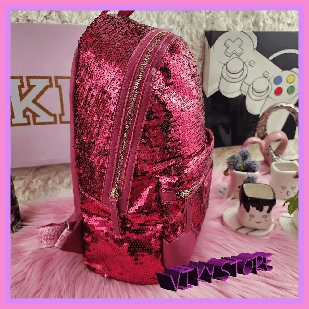 💕 NWT Juicy Couture Pink Sequin All Over Bling Backpack 💕